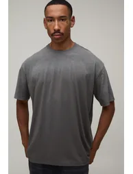 Charcoal Oversized Star Graffiti Print Spray Wash T-Shirt - charcoal