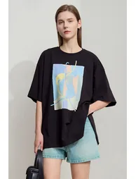 Abstract print drop-shoulder tee - 1