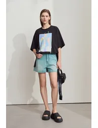 Abstract print drop-shoulder tee