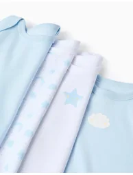 Pack of 4 Cotton Bodysuits for Baby Boys 'Moon & Star', White/Blue - 3