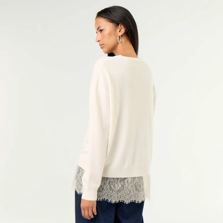Lace-Inset Sweater WHITE - 2