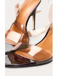 Chocolate Perspex Round Toe Heeled Sandal - 4