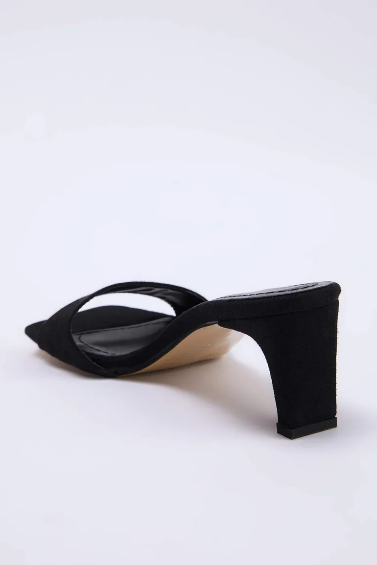 Black Suede Women's Classic Heeled Shoes - 4