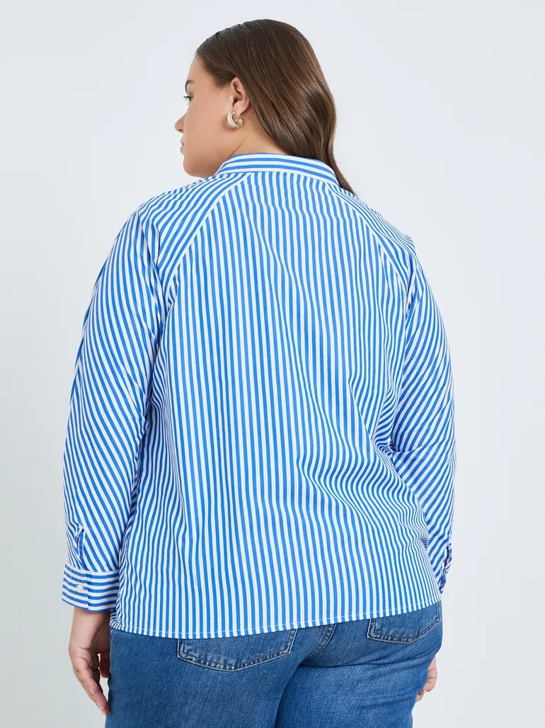 Plus Size Striped Long Sleeves Shirt - 3
