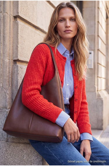 Wardrobe Essentials Red Alpaca Wool Basic Knitwear Cardigan product thumbnail 2