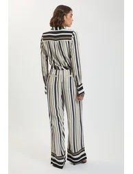 Petite Contrast Stripe Viscose Co Ord Trouser - 1