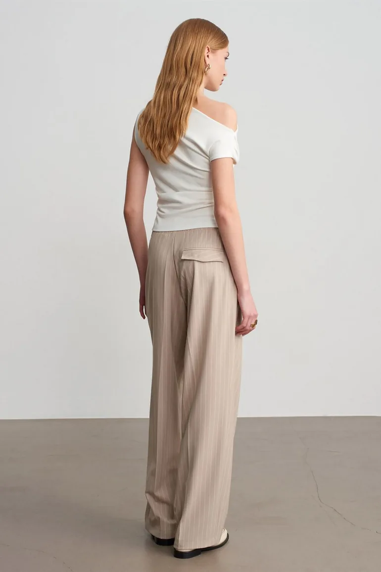 Dilvin Striped Wide-leg Palazzo Trousers - 1