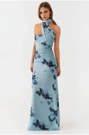 Strapless Printed Maxi Dress