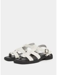 White Buckle Ankle Strap Sandals - 1