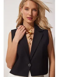 Happiness İStanbul Black Waistcoat - 1