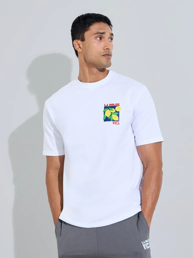Men Oversized Cotton Blend T-Shirt and Shorts Set - 2