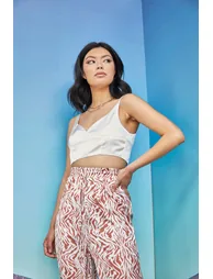 Glamorous Care Off White Satin Crop Top - 3