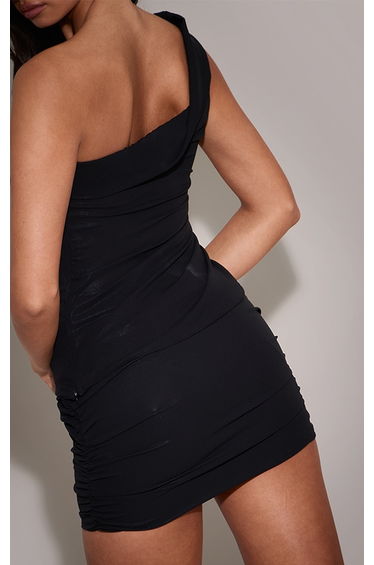 Black Glitter Ruched Mini Skirt product thumbnail 3