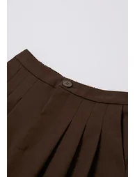 Modern Look Side Pocket Pleats Palazzo Pants in Brown - 2