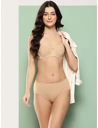 Nude Solid Lightly Padded Non Wired Bra and Brief Set - 2