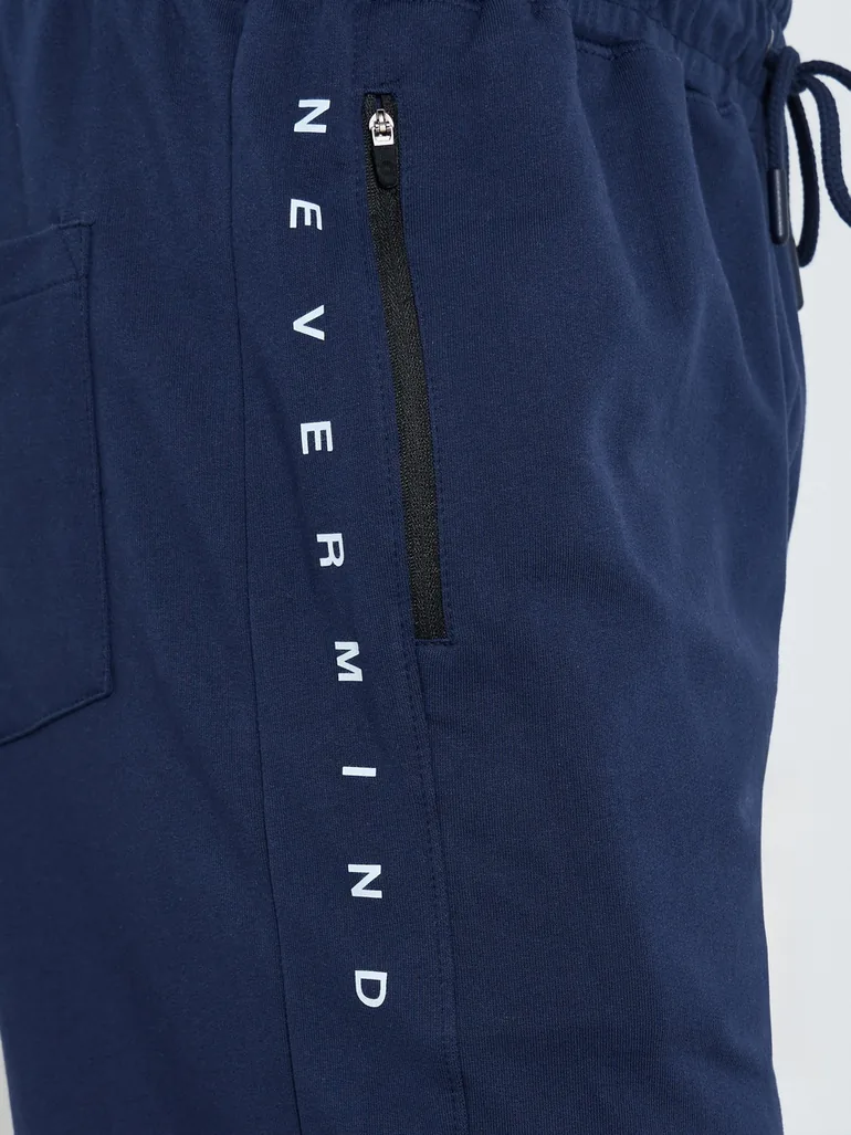 Men Navy Blue Relaxed Fit Joggers - 2