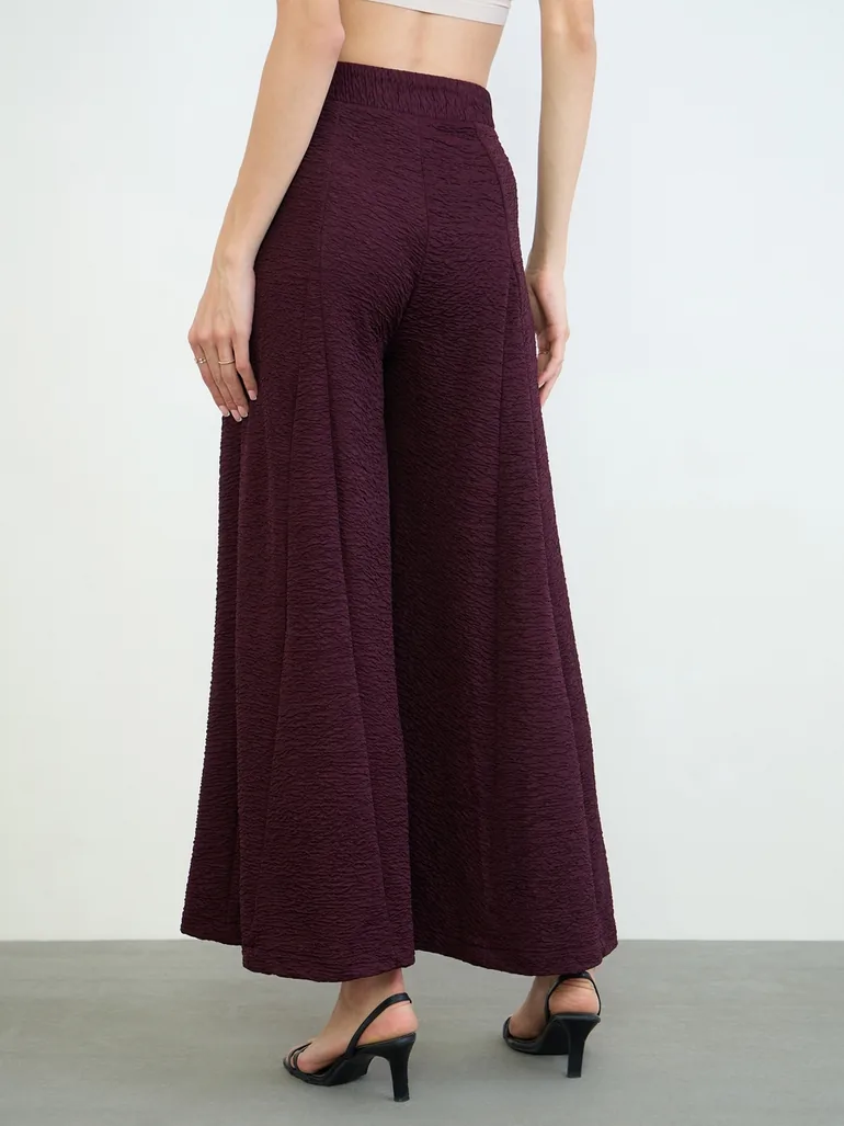 super wide leg full length pants with texture - 3