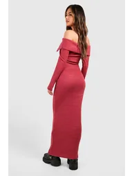 Bardot Heavy Rib Long Sleeve Maxi Dress - rose - 1