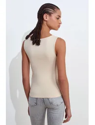 DILVIN Sleeveless Boat Neck Jersey Blouse - 2