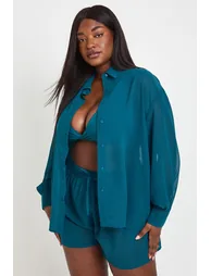 Plus Chiffon Beach Short - teal