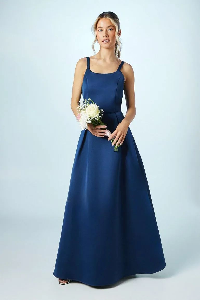 Teen Structured Satin Full Skirted Dress