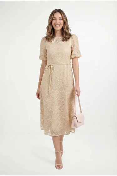 Petite Burn Out Floral Organza Midi Dress