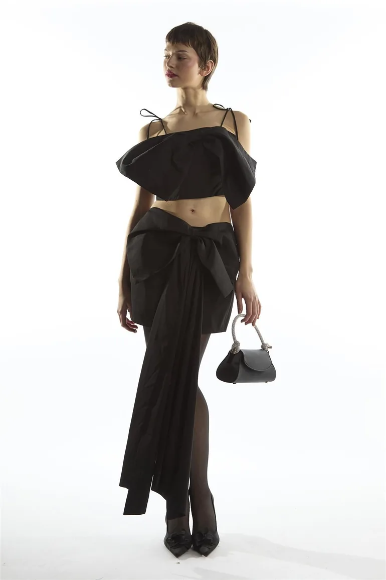 Bow Mini Skirt - Remi Co-ord Black
