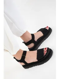 Black Suede Women's Sandals - 2