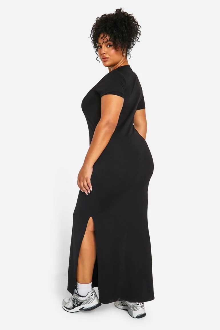 Plus T-shirt Maxi Dress - black - 1