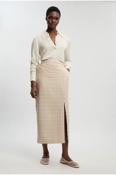 Tailored Check Pencil Skirt