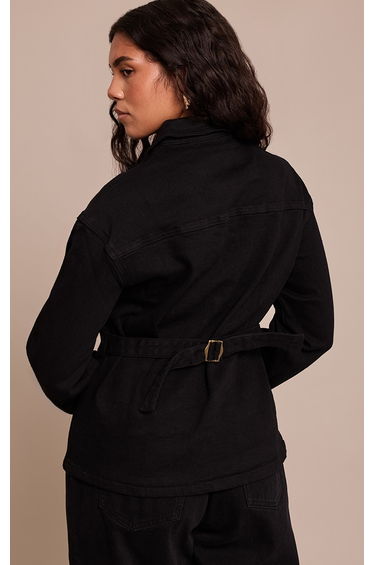 Shape black Stretch Denim Turn Up Sleeve Adjustable Back Jacket product thumbnail 2