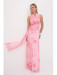 Multi-Colored Gradient Patterned Tulle Lined Maxi Evening & Graduation Dress - 1
