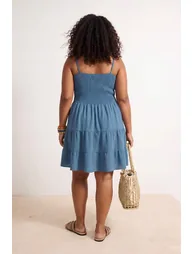 Indigo Muslin Woven Plus Size Dress - 2