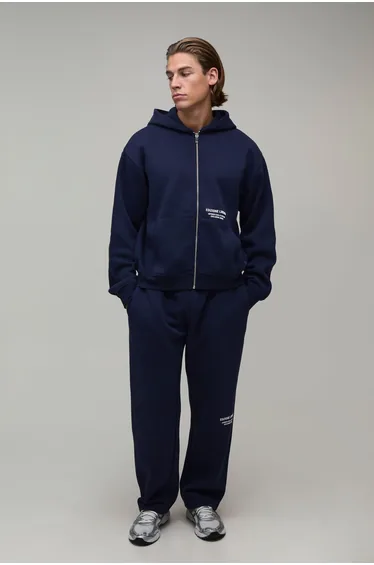 Straight Fit High Build Printed Jogger - navy