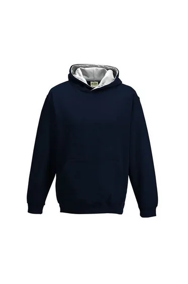 Awdis Childrens/Kids Varsity Hoodie - New French Navy/Heather Grey