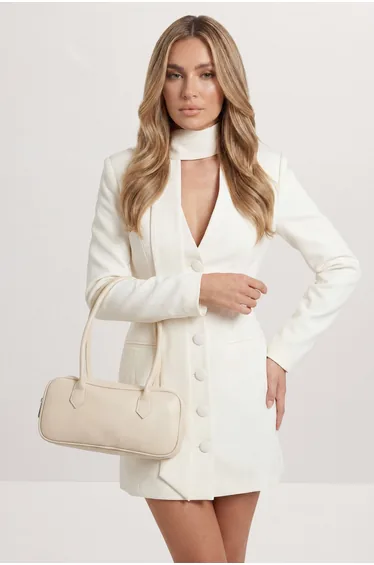 Faux Leather Baguette Shoulder Bag