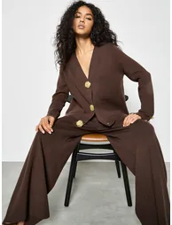 Soft Knit Wide Leg Trousers - 4