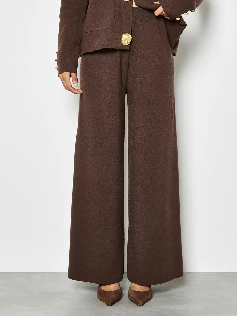 Soft Knit Wide Leg Trousers - 1