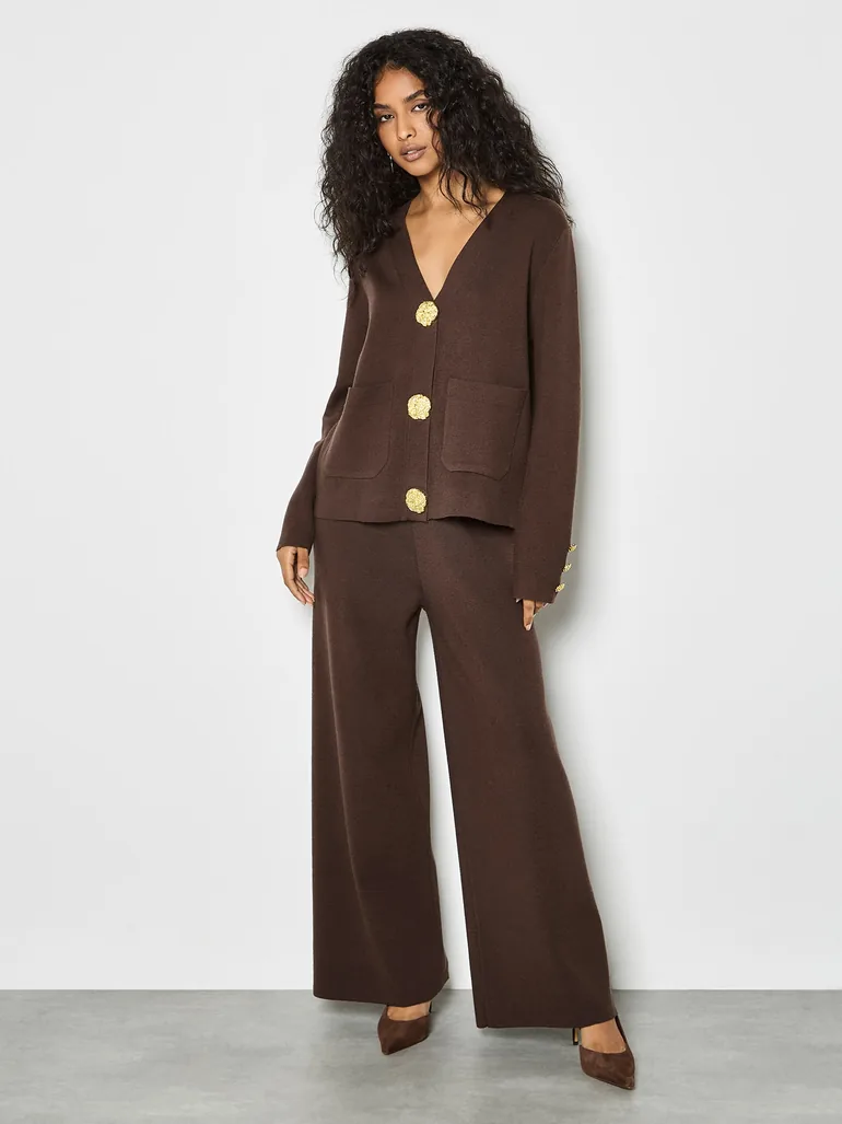 Soft Knit Wide Leg Trousers