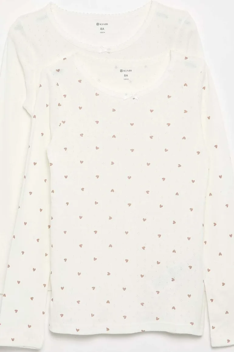 Pointelle knit T-shirts - Pack of 2 BEIGE