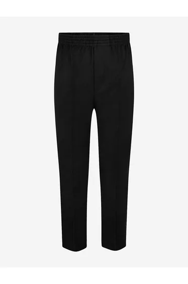 Boys School Full Elastic Pull Up Trousers in Black