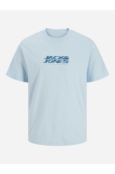 Light Blue Crew Neck Logo Print T-Shirt