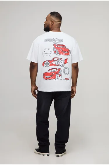 Plus Oversized Disney Cars License Printed T-Shirt - white