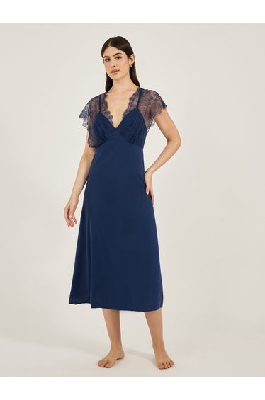 Galloon Lace Trim Strap Overlay Nightdress