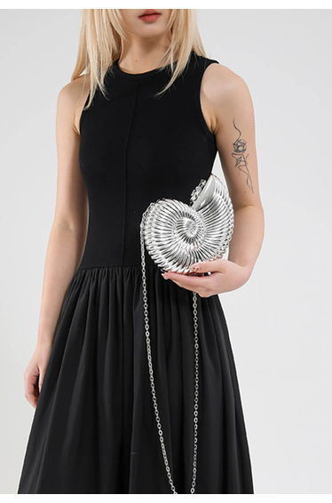 Silver Nautilus Shell Acrylic Crossbody Bag