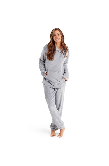 Snuggaroo Womens Soft Fleece Hooded PJs Pyjama Bottoms Top Loungewear Set