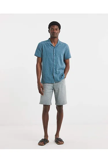 Pointelle Jacquard Revere Collar Shirt