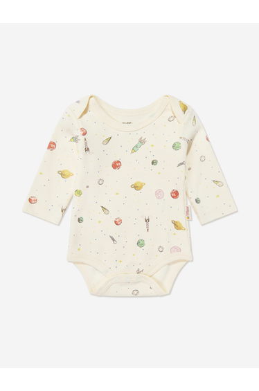 Tiffany Baby Boys Organic Space Theme Bodysuit in Ivory