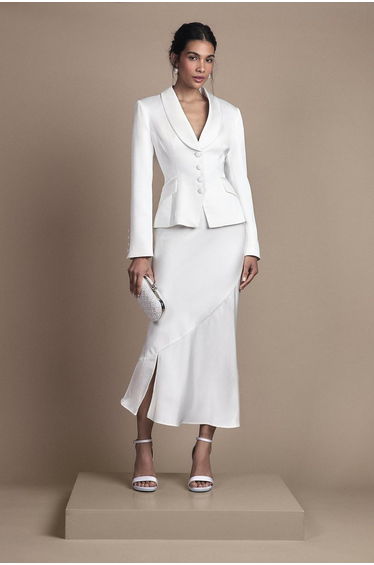 Bridal Satin Detail Fitted Skirt