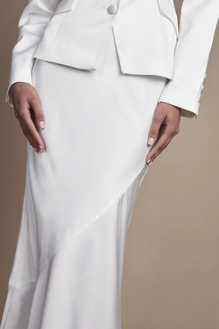 Bridal Satin Detail Fitted Skirt - 3